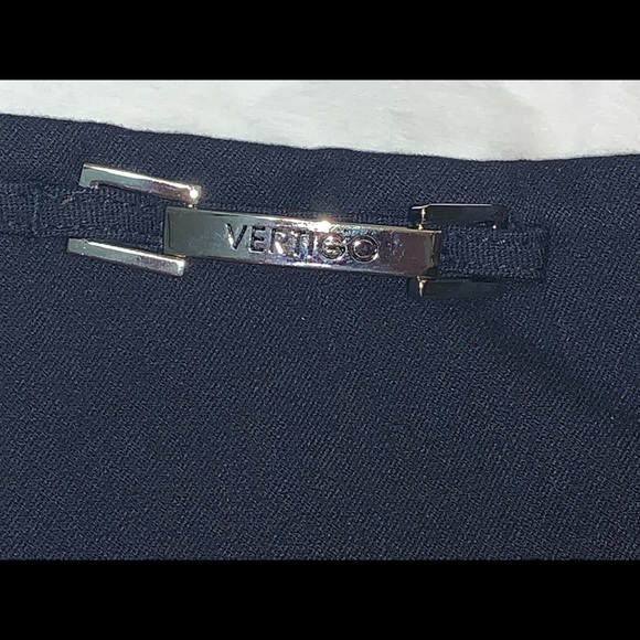 Vertigo Paris Navy Blue Dress Trousers with Silver Hardware Detailing (size 12P) - Picture 3 of 6